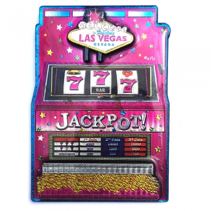 Magnet Las Vegas "Slot Machine" en bois verni et en relief Magnet Las Vegas "Slot Machine" en bois verni et en relief
