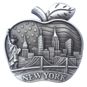 Magnet New York "Big Apple - USA Flag Monuments" métal argent