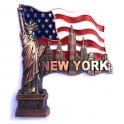 Magnet New York "Statue de la Liberté - USA Flag" métal cuivre