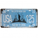 Plaque Métallique New York "Statue Of Liberty" bleue