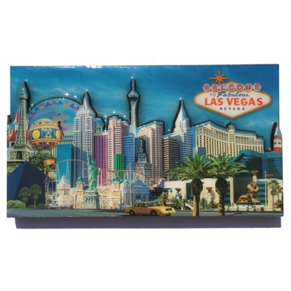 Magnet Las Vegas "Casinos" en bois verni et en relief