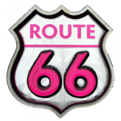 Magnet Route 66 "Logo Rose" en bois verni et en relief Magnet Route 66 "Logo Rose" en bois verni et en relief