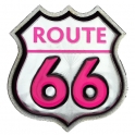 Magnet Route 66 "Logo Rose" en bois verni et en relief