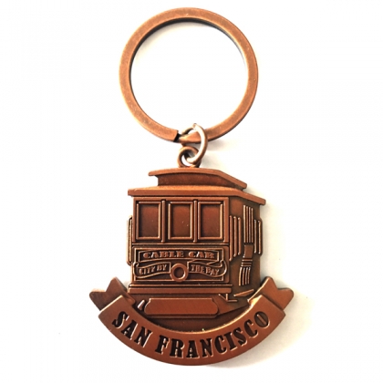 Porte Clé San Francisco "Cable Car" métal cuivre