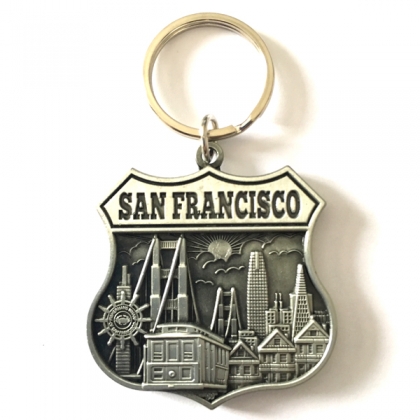 Porte Clé San Francisco "Logo Monuments" métal argent