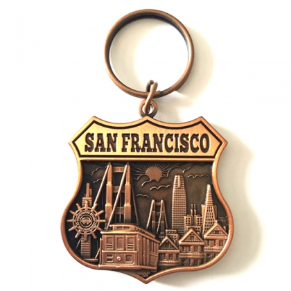 Porte Clé San Francisco "Logo Monuments" métal cuivre