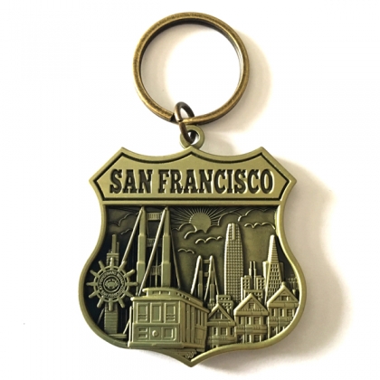 Porte Clé San Francisco "Logo Monuments" métal doré