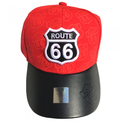 Casquette Route 66 "Visière cuir" rouge