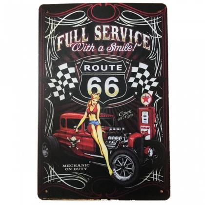 Plaque Métallique Route 66 "Full Service"