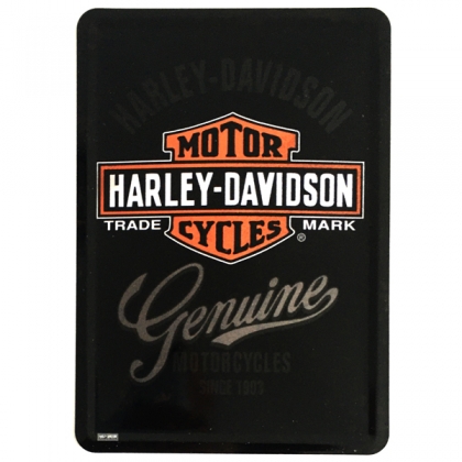 Carte Postale Métallique Harley Davidson "Genuine"
