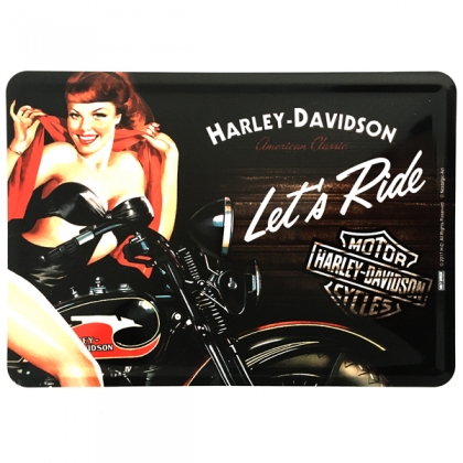 Carte Postale Métallique Harley Davidson "Let's Ride"