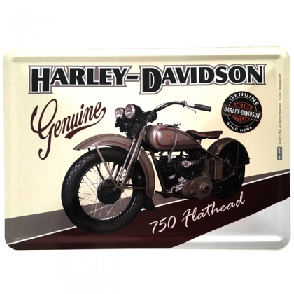 Carte Postale Métallique Harley Davidson "750 Flathead"