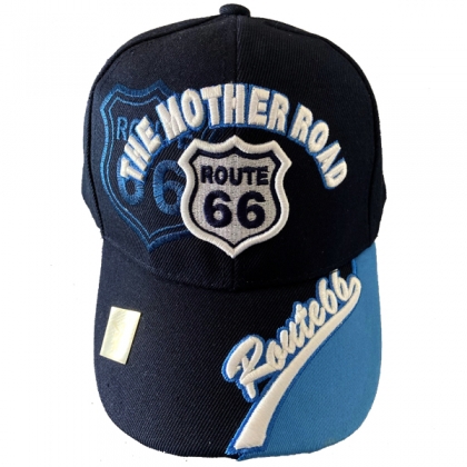 Casquette Route 66 "The Mother Road" bleu nuit et bleu ciel