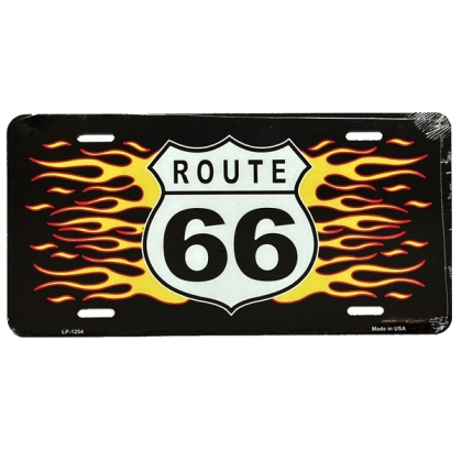 Plaque Métallique Route 66 "Flammes"