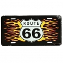 Plaque Métallique Route 66 "Flammes"