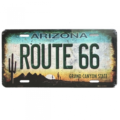 Plaque Métallique Route 66 "Arizona" Old