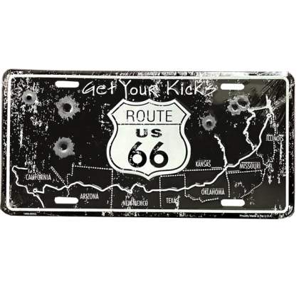 Plaque Métallique Route 66 "Get Your Kicks" balles