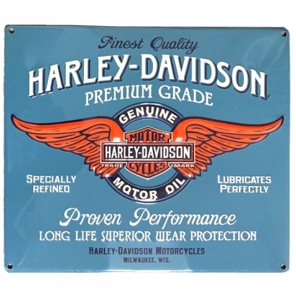 Grande Plaque Métallique Harley Davidson "Premium Grade" en relief
