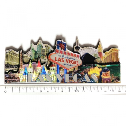 Magnet Las Vegas "Hotels Casinos" en bois verni et en relief