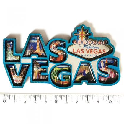 Magnet Las Vegas "Blue Letters" en bois verni et en relief Magnet Las Vegas "Blue Letters" en bois verni et en relief