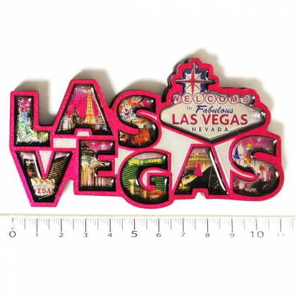 Magnet Las Vegas "Pink Letters" en bois verni et en relief Magnet Las Vegas "Pink Letters" en bois verni et en relief