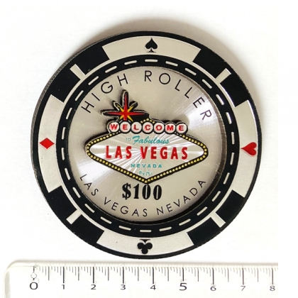 Magnet Las Vegas "High Roller $100 Silver" en bois verni et en relief
