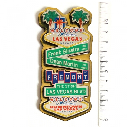 Magnet Las Vegas "Panneaux" en bois verni et en relief Magnet Las Vegas "Panneaux" en bois verni et en relief