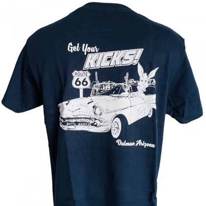T-Shirt Route 66 "Get Your Kicks Oatman" bleu nuit