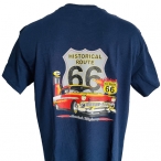 T-Shirt Route 66 "Historical Route Car" bleu nuit