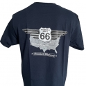 T-Shirt Route 66 "Historical Route" bleu nuit