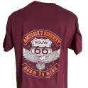T-Shirt Route 66 "Born To Ride" bordeaux