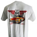 T-Shirt Route 66 "America's Highway Voiture" gris clair