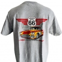 T-Shirt Route 66 "America's Highway Voiture" gris