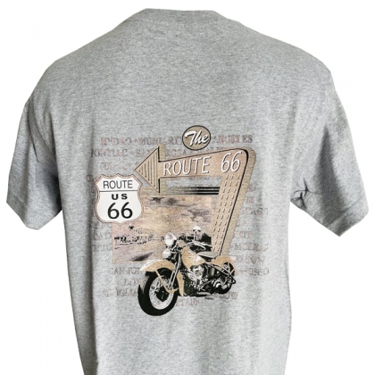T-Shirt Route 66 "The Route 66 moto" gris