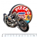 Magnet Route 66 "Pizza Motorcycle" en bois verni et en relief