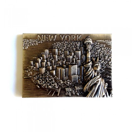 Magnet New York "Statue de la Liberté & Skyline" métal argent