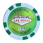 Jeton de casino Las Vegas $25 vert métallisé
