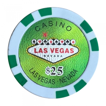 Jeton de casino Las Vegas $25 vert métallisé