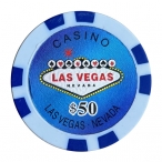 Jeton de casino Las Vegas $50 bleu métallisé