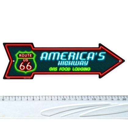Magnet Route 66 Aluminium "America's Highway Néon" Arrow
