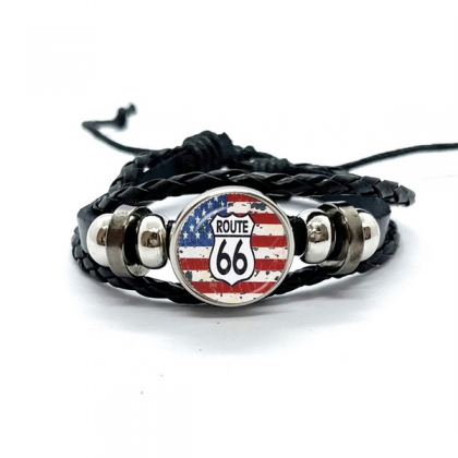 Bracelet Route 66 "USA Flag" noir