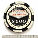 Magnet Las Vegas "$100 Black" en bois verni et en relief