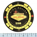 Magnet Las Vegas "High Roller $100 Gold" en bois verni et en relief