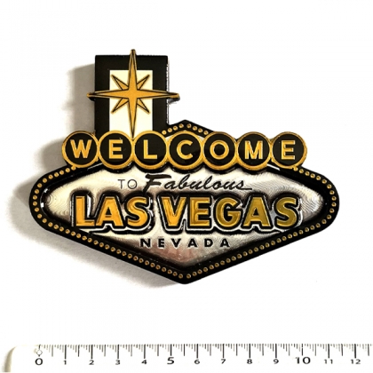 Magnet Las Vegas "Gold & Silver Logo" en bois verni et en relief