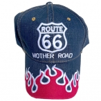 Casquette Route 66 "Flammes" jean bleu