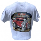 T-Shirt Route 66 "Hot Rod Garage" gris