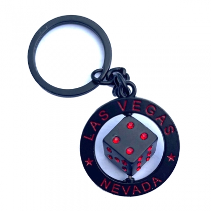 Porte Clé Las Vegas "Dés" métal noir et rouge