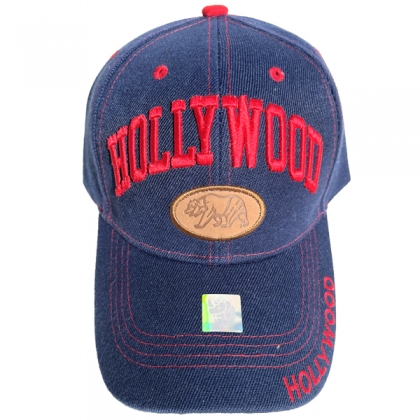 Casquette Los Angeles "Hollywood California" bleu nuit et rouge