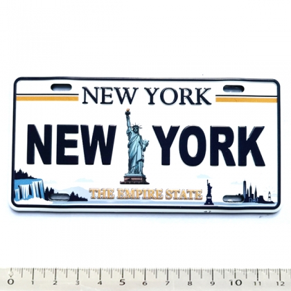 Magnet New York Plaque Immatriculation "Empire State" Statue Blanche Magnet New York Plaque Immatriculation "Empire State" Statue Blanche