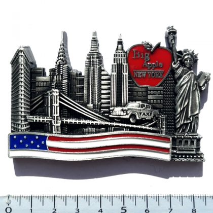 Magnet New York "USA Flag" Métal Argent